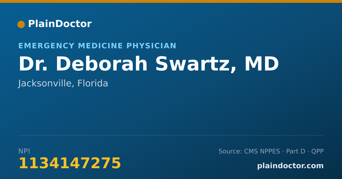 Shareable card for Deborah Swartz, MD - Emergency Medicine Physician, Jacksonville, FL