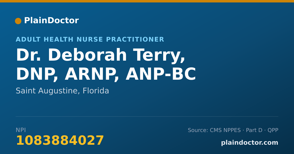 Shareable card for Deborah Terry, DNP, ARNP, ANP-BC - Adult Health Nurse Practitioner, Saint Augustine, FL