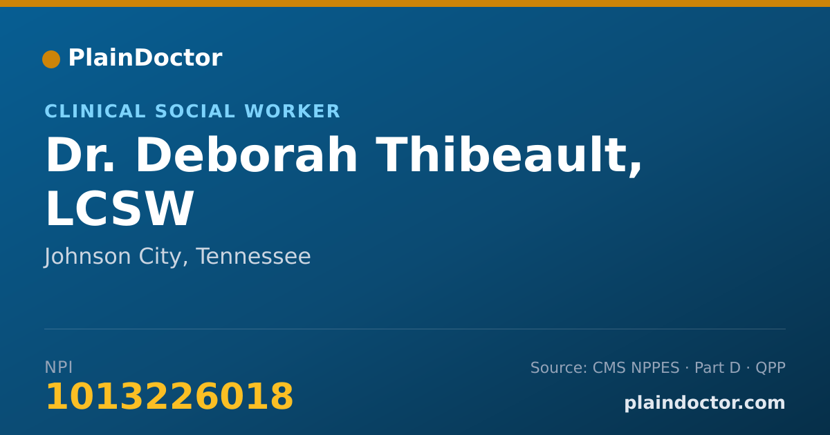 Shareable card for Deborah Thibeault, LCSW - Clinical Social Worker, Johnson City, TN