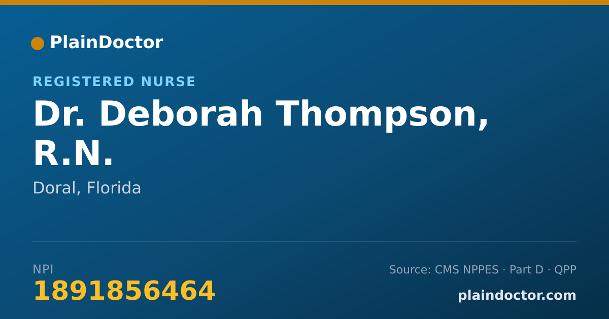 Shareable card for Deborah Thompson, R.N. - Registered Nurse, Doral, FL