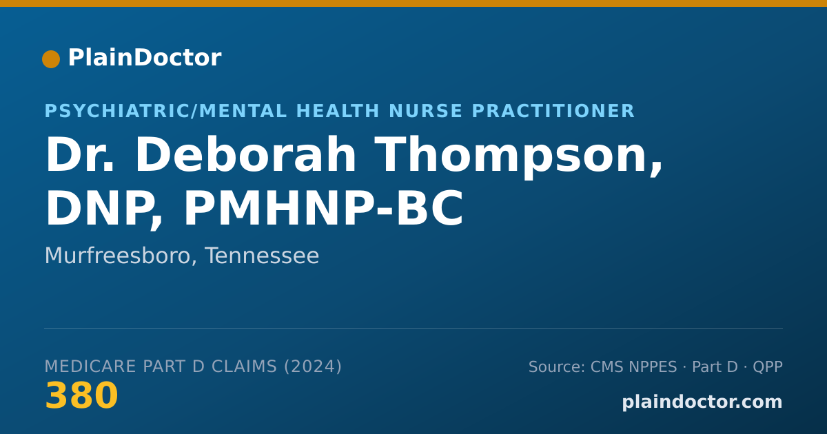 Shareable card for Deborah Thompson, DNP, PMHNP-BC - Psychiatric/Mental Health Nurse Practitioner, Murfreesboro, TN