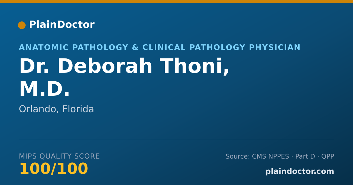 Shareable card for Deborah Thoni, M.D. - Anatomic Pathology & Clinical Pathology Physician, Orlando, FL