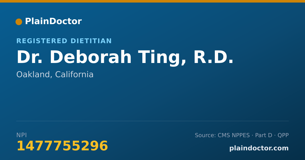 Shareable card for Deborah Ting, R.D. - Registered Dietitian, Oakland, CA