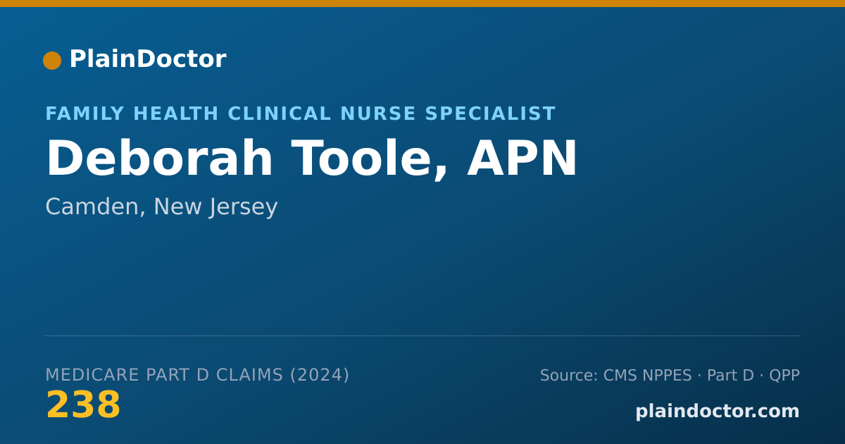 Shareable card for Deborah Toole, APN - Family Health Clinical Nurse Specialist, Camden, NJ