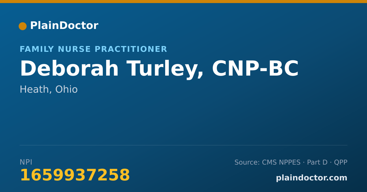 Shareable card for Deborah Turley, CNP-BC - Family Nurse Practitioner, Heath, OH