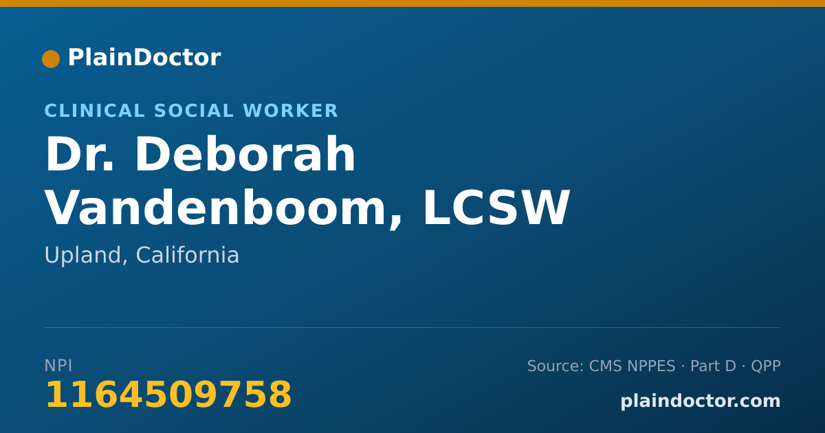 Shareable card for Deborah Vandenboom, LCSW - Clinical Social Worker, Upland, CA