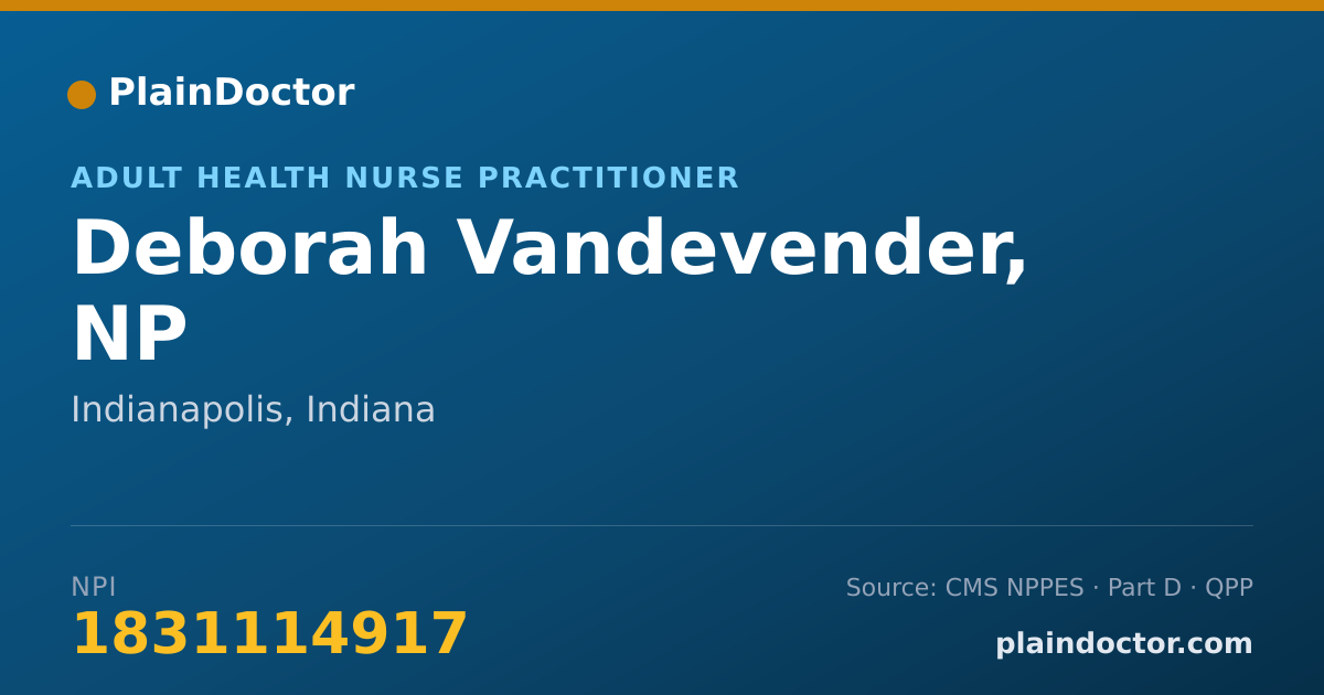 Shareable card for Deborah Vandevender, NP - Adult Health Nurse Practitioner, Indianapolis, IN