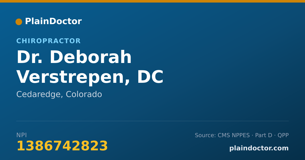 Shareable card for Deborah Verstrepen, DC - Chiropractor, Cedaredge, CO
