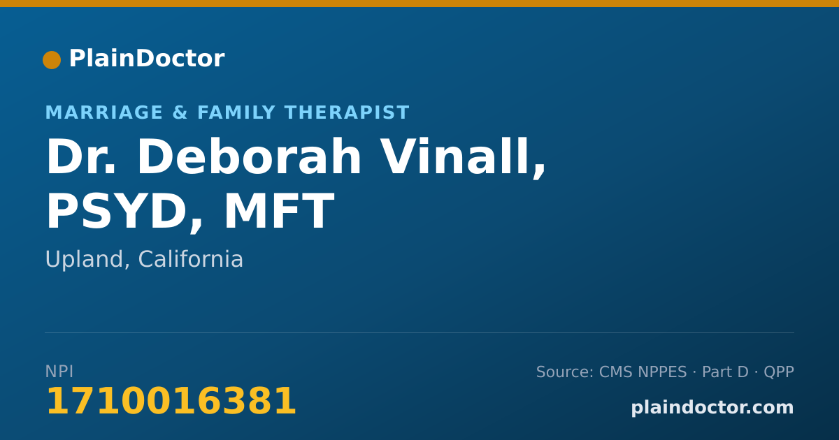 Shareable card for Deborah Vinall, PSYD, MFT - Marriage & Family Therapist, Upland, CA
