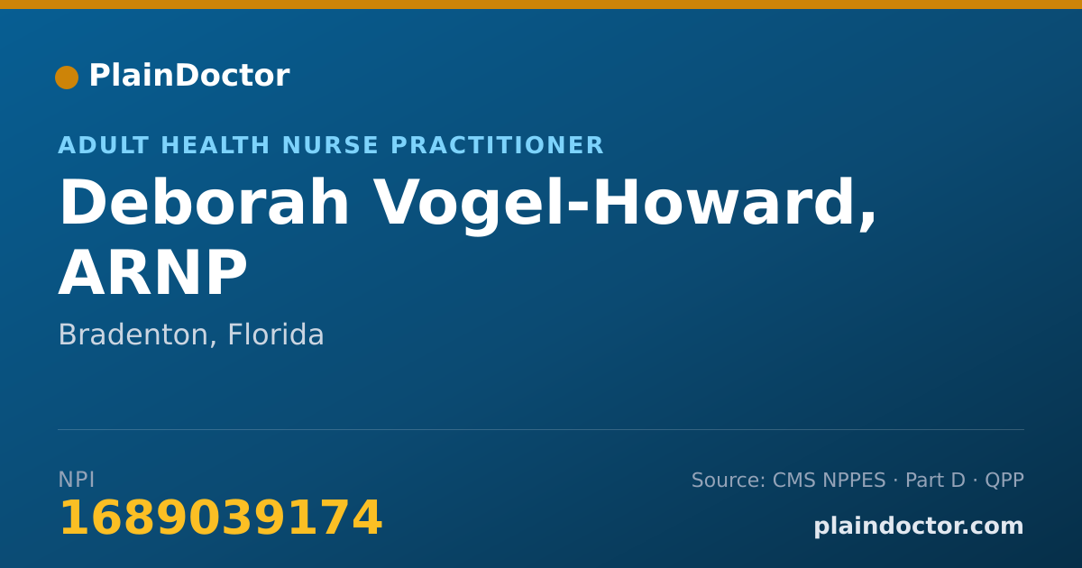 Shareable card for Deborah Vogel-Howard, ARNP - Adult Health Nurse Practitioner, Bradenton, FL