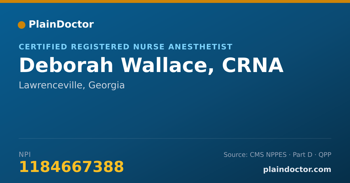 Shareable card for Deborah Wallace, CRNA - Certified Registered Nurse Anesthetist, Lawrenceville, GA