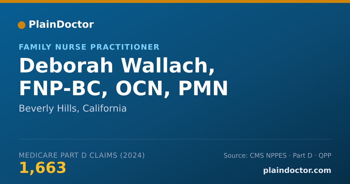 Shareable card for Deborah Wallach, FNP-BC, OCN, PMN - Family Nurse Practitioner, Beverly Hills, CA