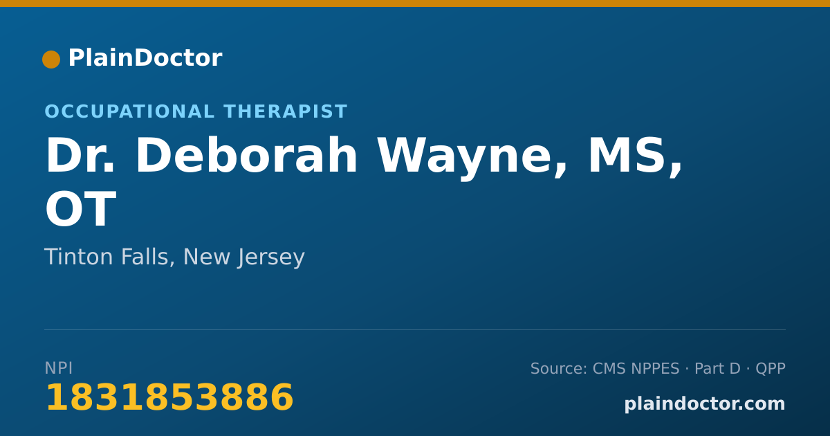 Shareable card for Deborah Wayne, MS, OT - Occupational Therapist, Tinton Falls, NJ