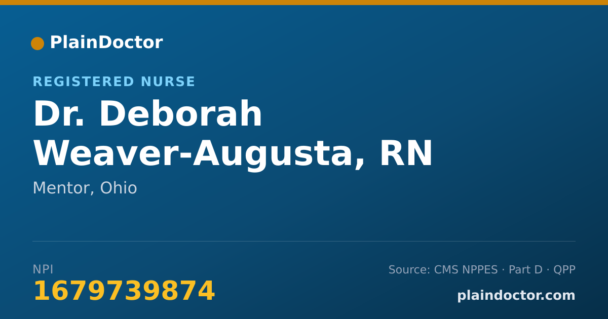 Shareable card for Deborah Weaver-Augusta, RN - Registered Nurse, Mentor, OH