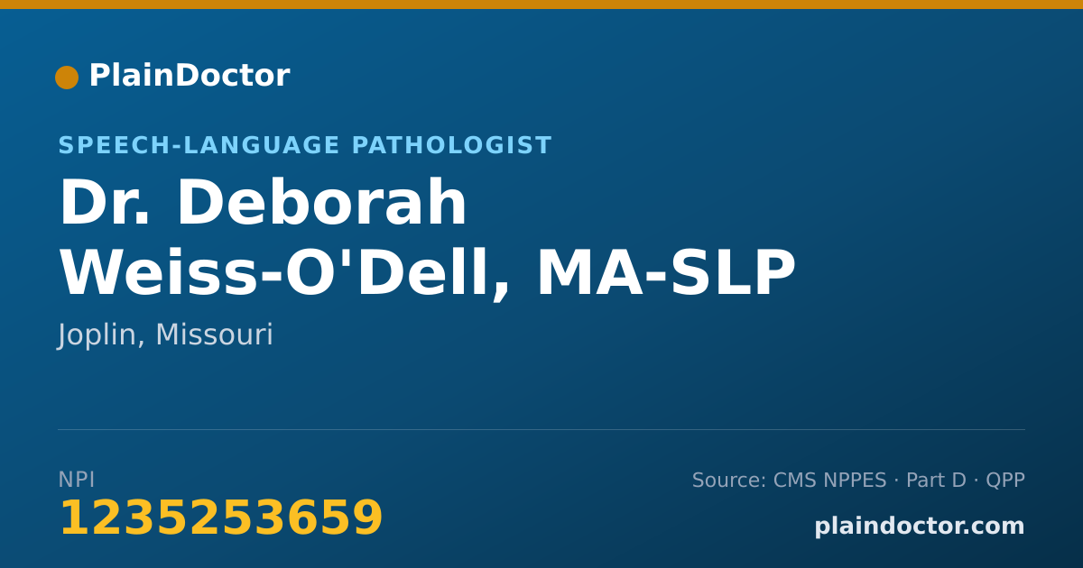 Shareable card for Deborah Weiss-O'Dell, MA-SLP - Speech-Language Pathologist, Joplin, MO