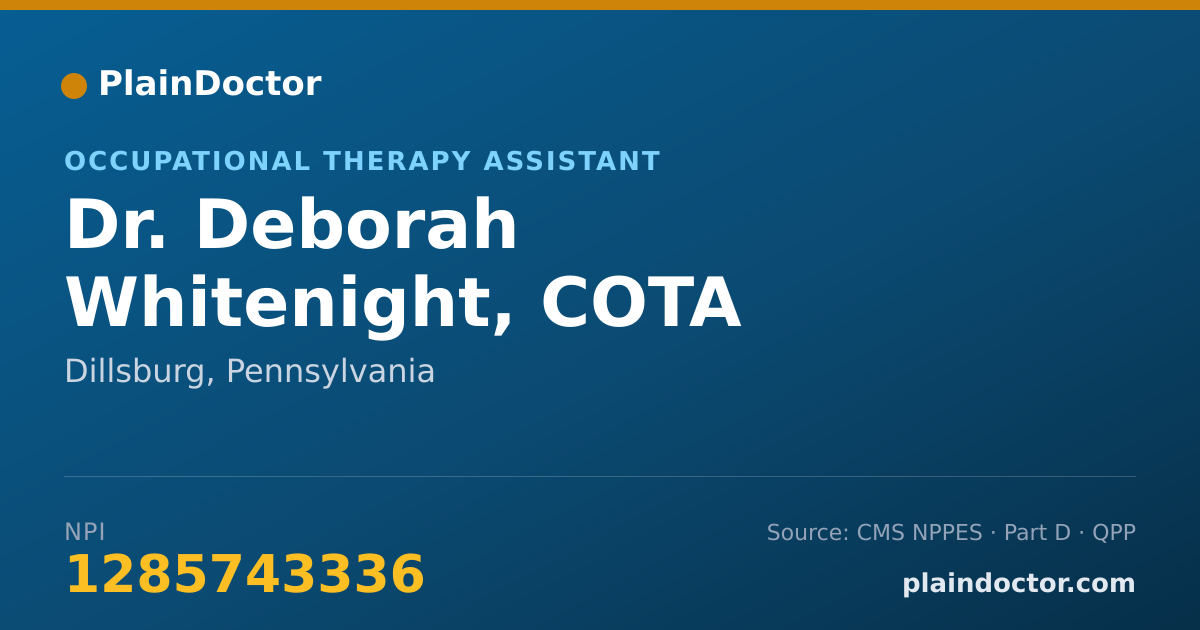 Shareable card for Deborah Whitenight, COTA - Occupational Therapy Assistant, Dillsburg, PA
