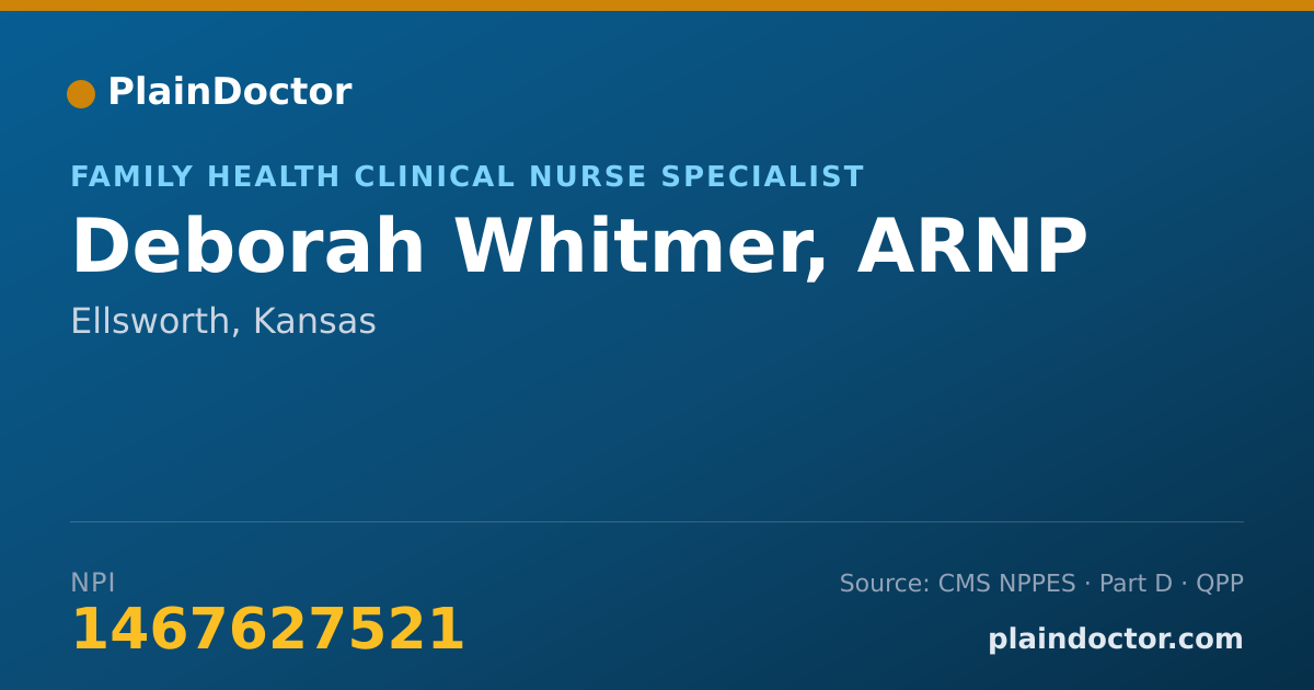 Shareable card for Deborah Whitmer, ARNP - Family Health Clinical Nurse Specialist, Ellsworth, KS