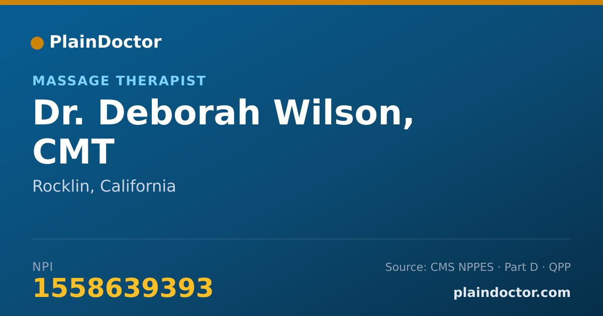 Shareable card for Deborah Wilson, CMT - Massage Therapist, Rocklin, CA