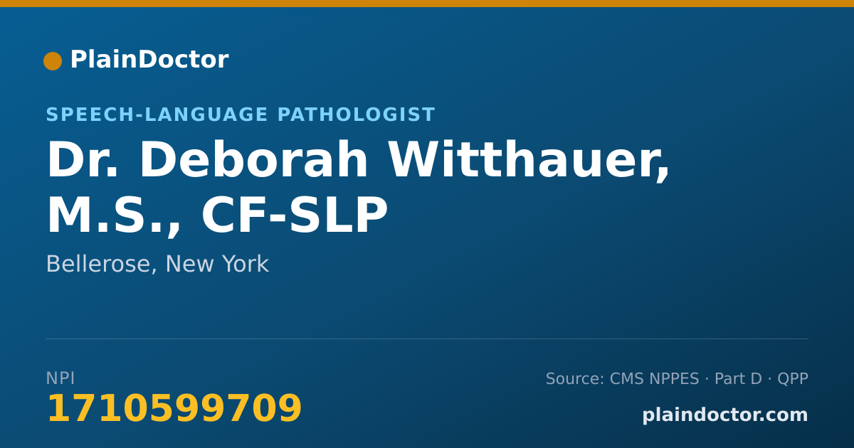 Shareable card for Deborah Witthauer, M.S., CF-SLP - Speech-Language Pathologist, Bellerose, NY