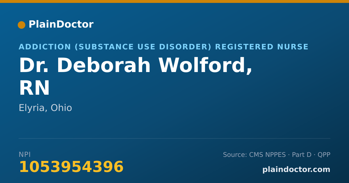 Shareable card for Deborah Wolford, RN - Addiction (Substance Use Disorder) Registered Nurse, Elyria, OH