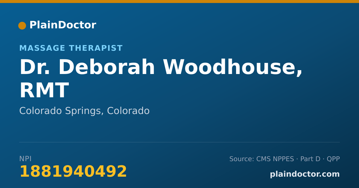 Shareable card for Deborah Woodhouse, RMT - Massage Therapist, Colorado Springs, CO