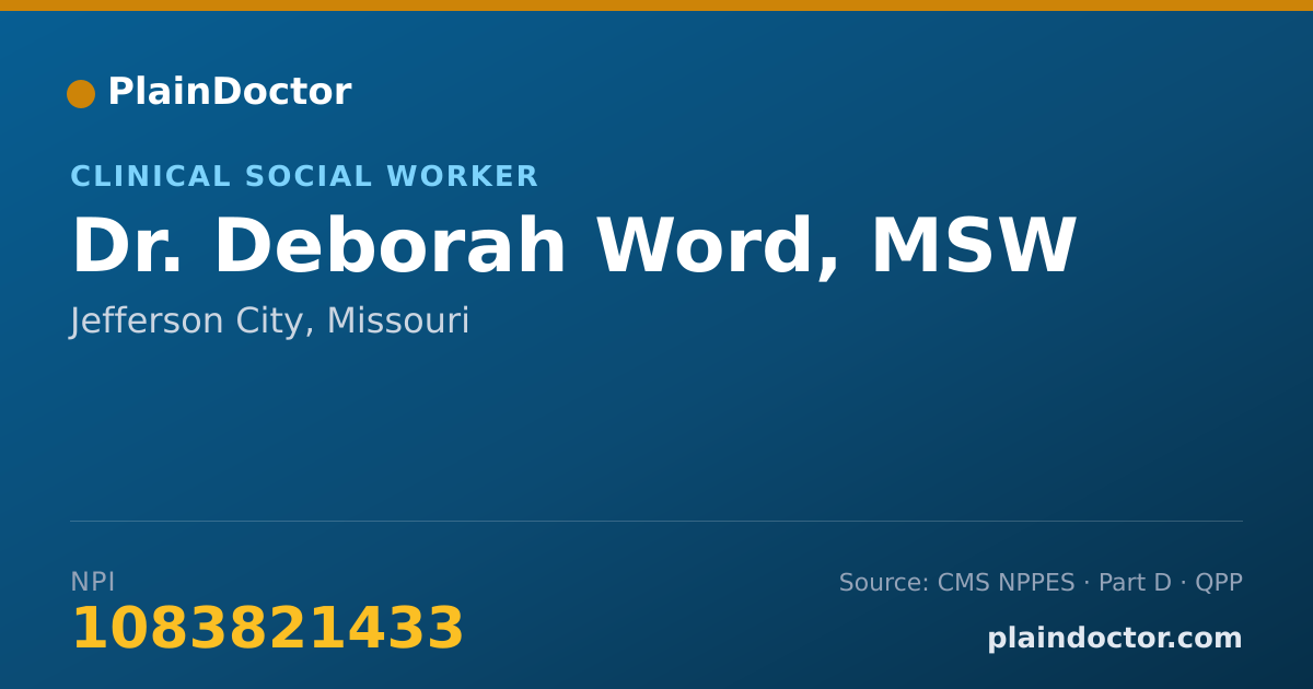 Shareable card for Deborah Word, MSW - Clinical Social Worker, Jefferson City, MO