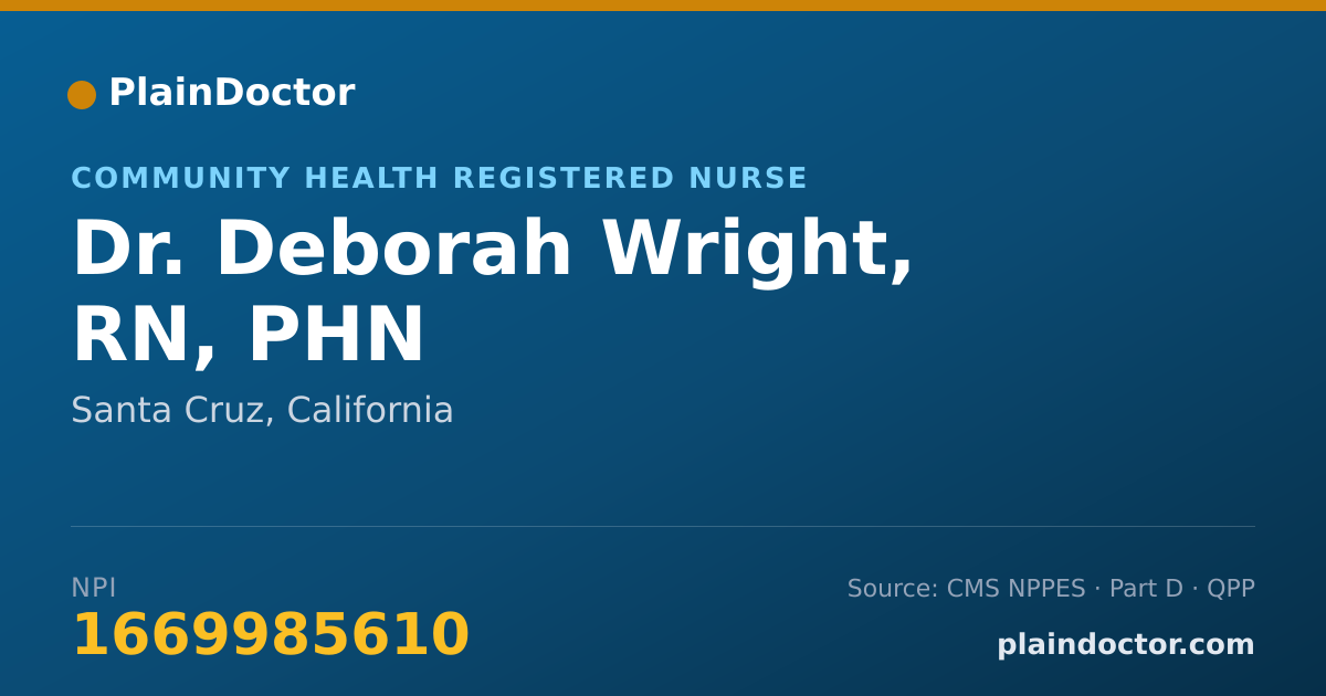 Shareable card for Deborah Wright, RN, PHN - Community Health Registered Nurse, Santa Cruz, CA