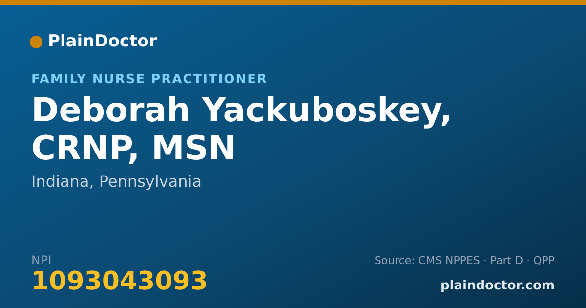 Shareable card for Deborah Yackuboskey, CRNP, MSN - Family Nurse Practitioner, Indiana, PA
