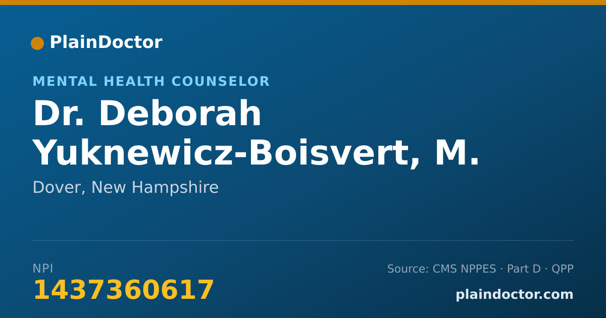Shareable card for Deborah Yuknewicz-Boisvert, M. ED. - Mental Health Counselor, Dover, NH