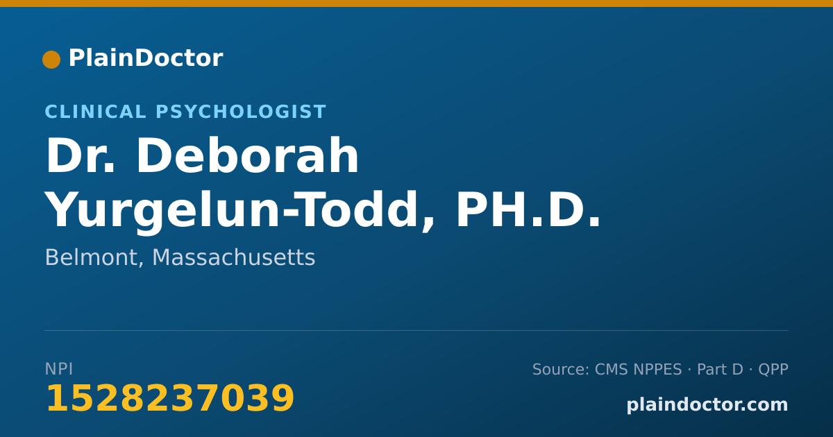 Shareable card for Deborah Yurgelun-Todd, PH.D. - Clinical Psychologist, Belmont, MA