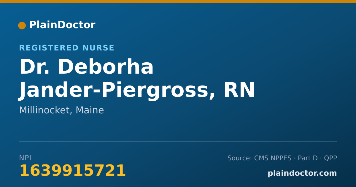Shareable card for Deborha Jander-Piergross, RN - Registered Nurse, Millinocket, ME