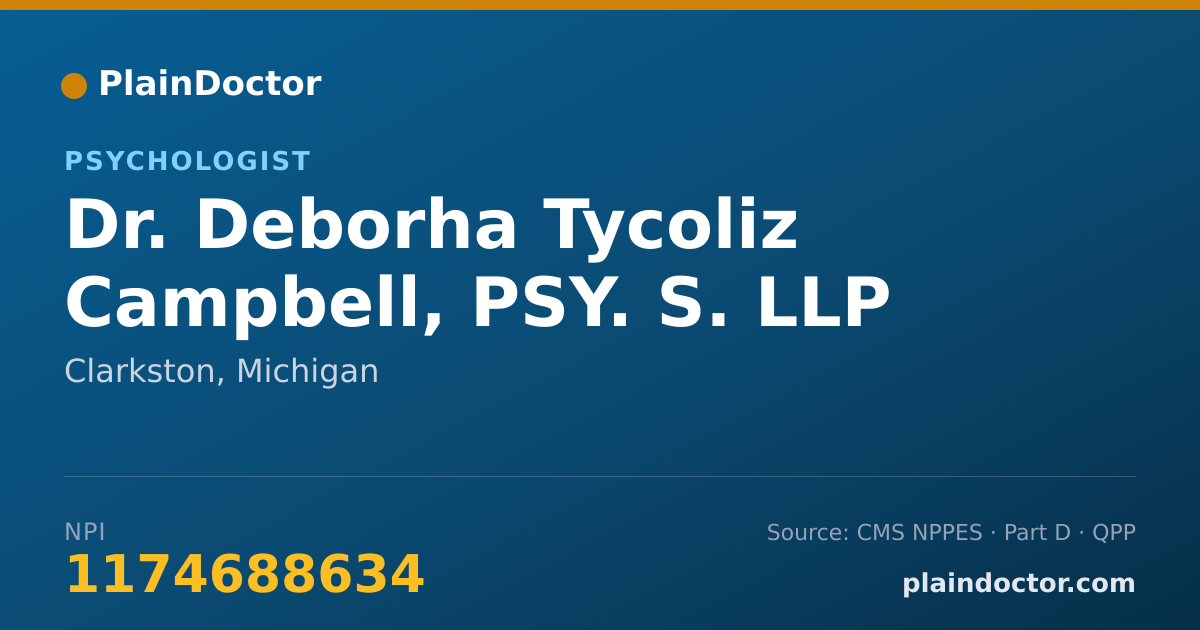 Shareable card for Deborha Tycoliz Campbell, PSY. S. LLP - Psychologist, Clarkston, MI