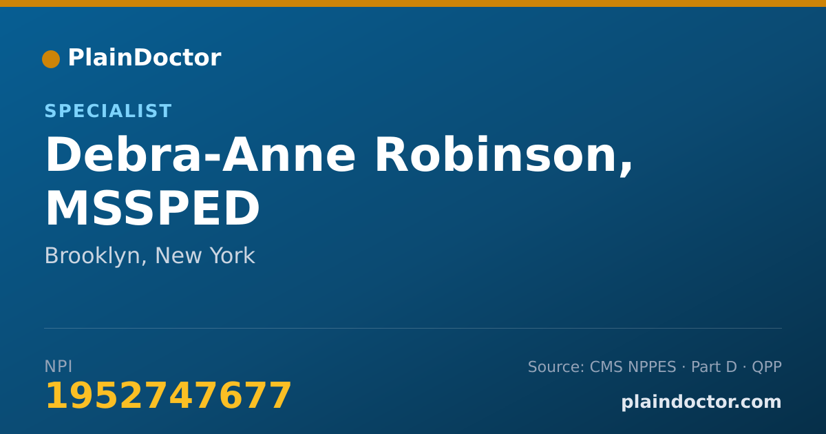 Shareable card for Debra-Anne Robinson, MSSPED - Specialist, Brooklyn, NY