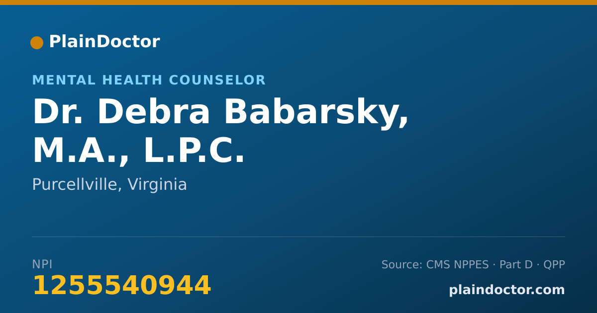 Shareable card for Debra Babarsky, M.A., L.P.C. - Mental Health Counselor, Purcellville, VA
