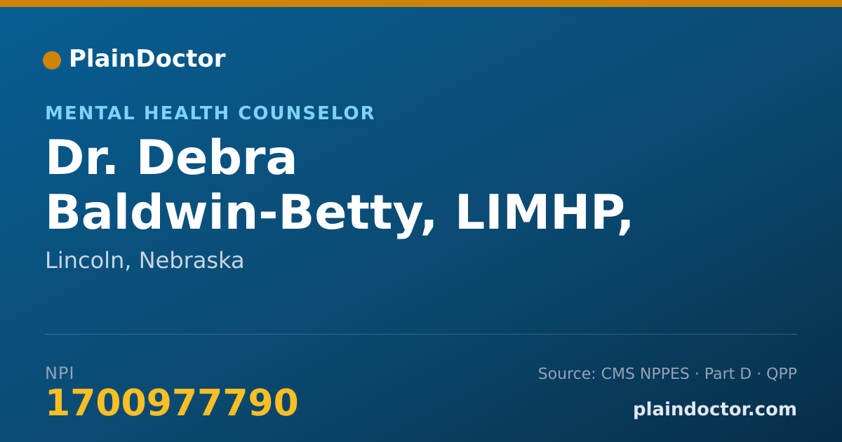 Shareable card for Debra Baldwin-Betty, LIMHP, PLADC - Mental Health Counselor, Lincoln, NE