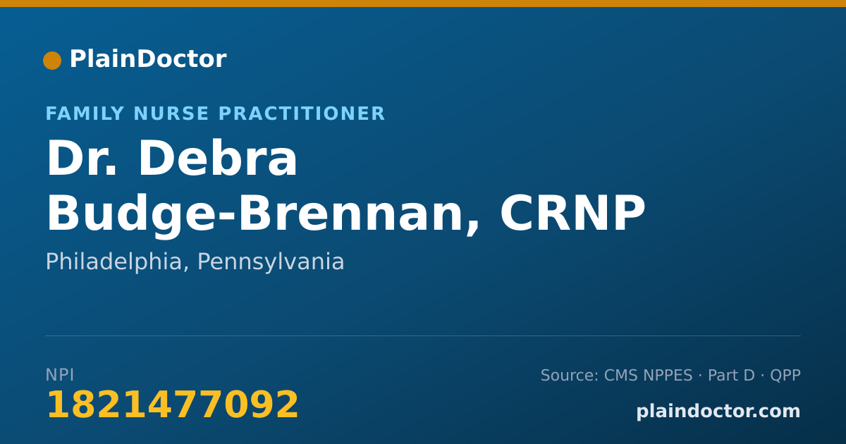 Shareable card for Debra Budge-Brennan, CRNP - Family Nurse Practitioner, Philadelphia, PA