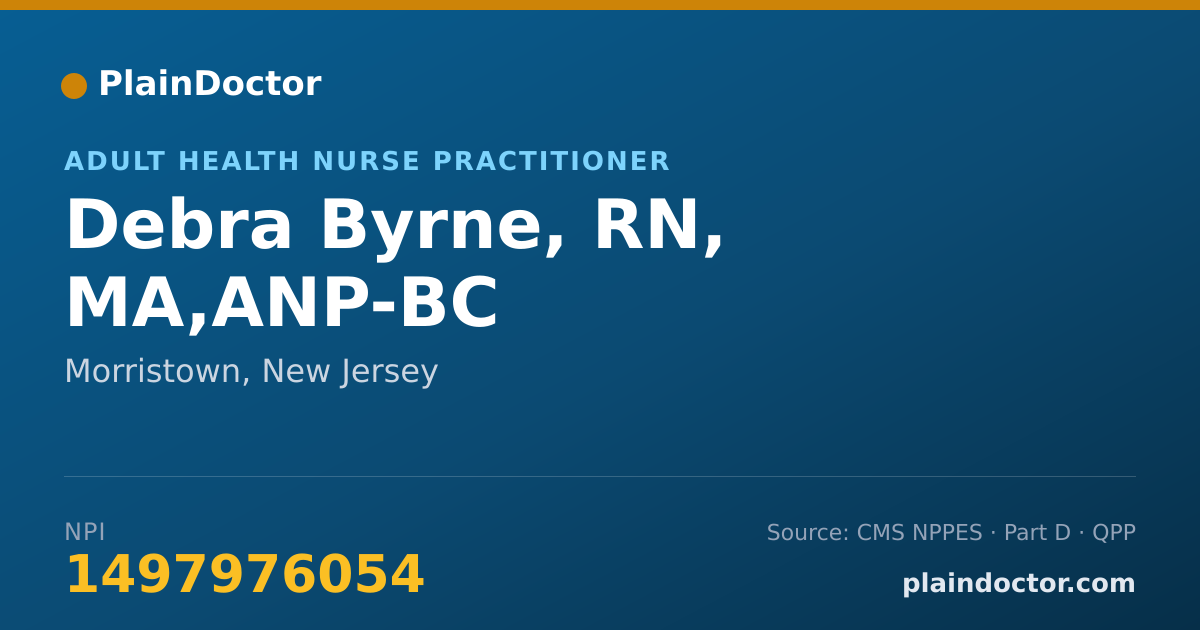 Shareable card for Debra Byrne, RN, MA,ANP-BC - Adult Health Nurse Practitioner, Morristown, NJ