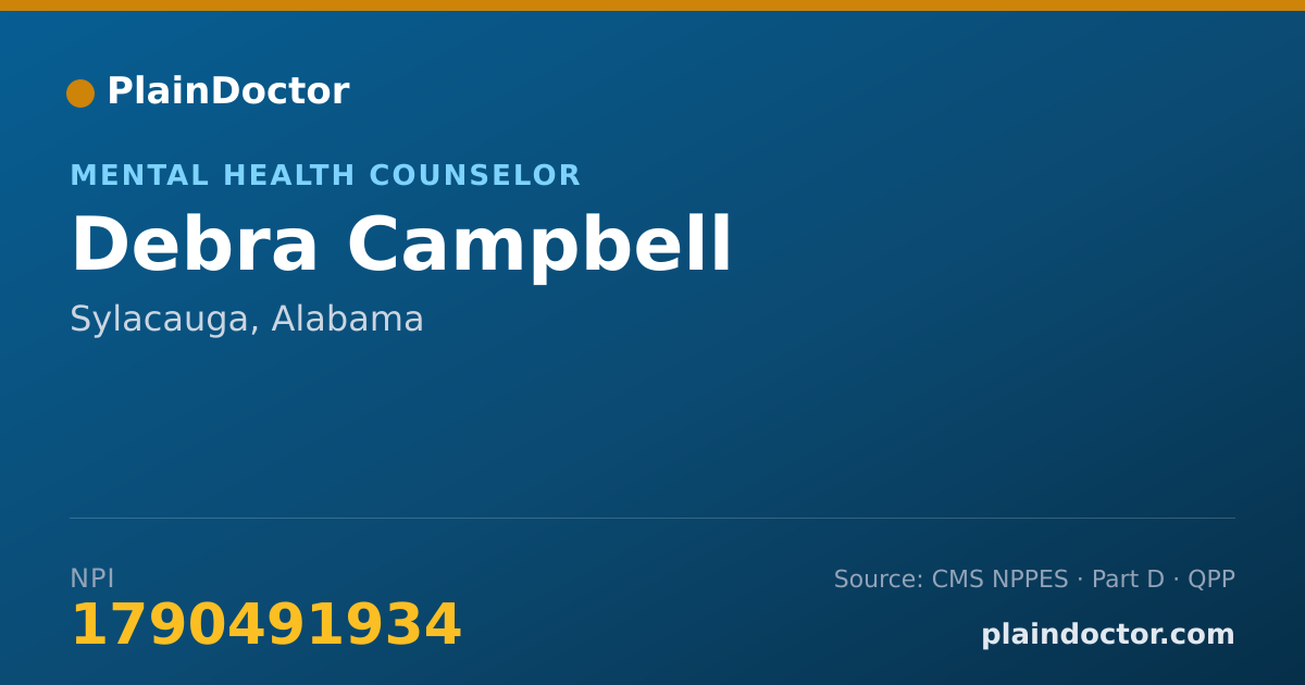 Shareable card for Debra Campbell - Mental Health Counselor, Sylacauga, AL