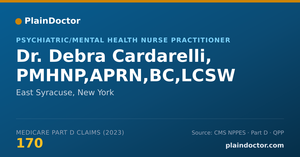Shareable card for Debra Cardarelli, PMHNP,APRN,BC,LCSW - Psychiatric/Mental Health Nurse Practitioner, East Syracuse, NY