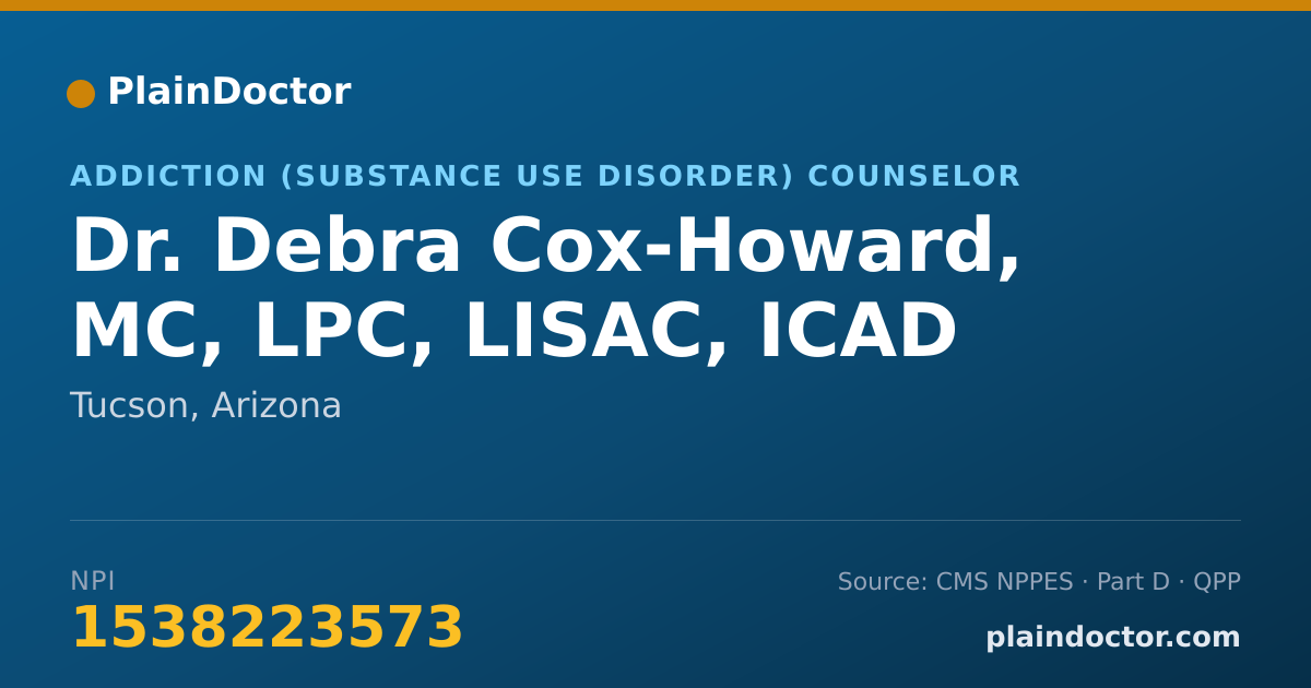Shareable card for Debra Cox-Howard, MC, LPC, LISAC, ICAD - Addiction (Substance Use Disorder) Counselor, Tucson, AZ