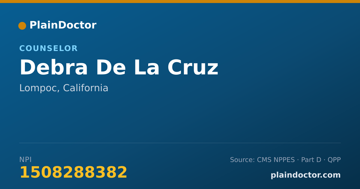 Shareable card for Debra De La Cruz - Counselor, Lompoc, CA