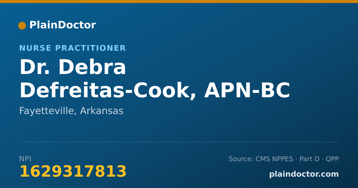 Shareable card for Debra Defreitas-Cook, APN-BC - Nurse Practitioner, Fayetteville, AR