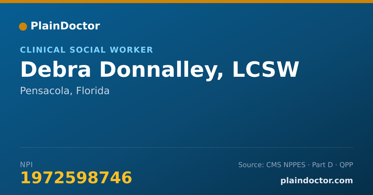 Shareable card for Debra Donnalley, LCSW - Clinical Social Worker, Pensacola, FL
