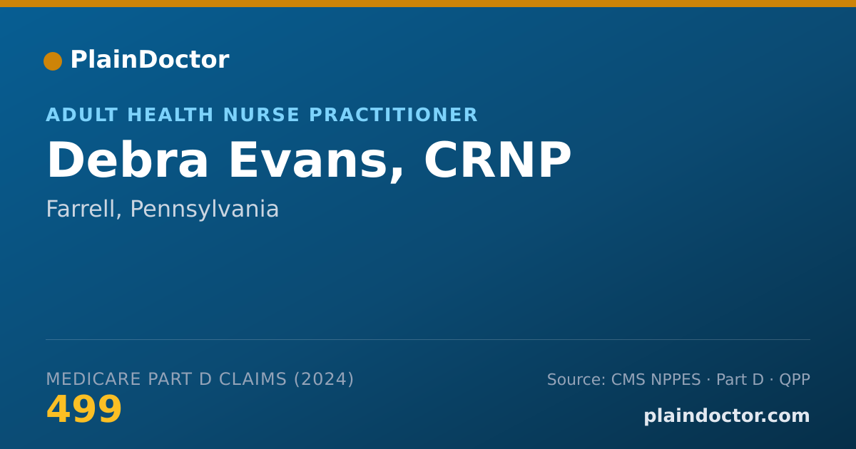 Shareable card for Debra Evans, CRNP - Adult Health Nurse Practitioner, Farrell, PA
