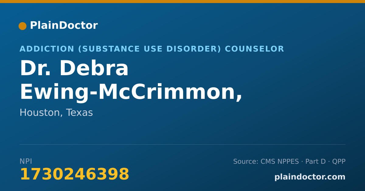 Shareable card for Debra Ewing-McCrimmon, MA,MS,LPC - Addiction (Substance Use Disorder) Counselor, Houston, TX