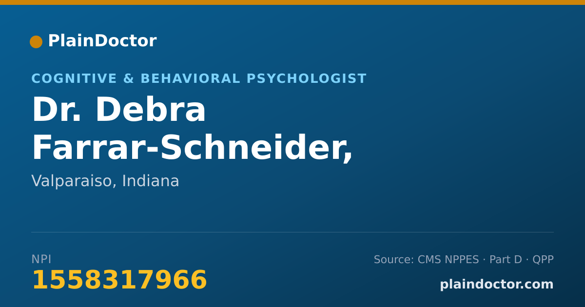 Shareable card for Debra Farrar-Schneider, PH.D., H.S.P.P. - Cognitive & Behavioral Psychologist, Valparaiso, IN