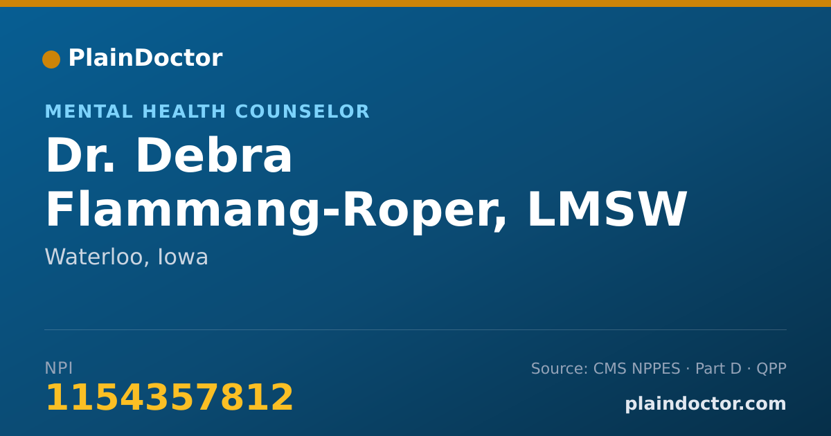 Shareable card for Debra Flammang-Roper, LMSW - Mental Health Counselor, Waterloo, IA