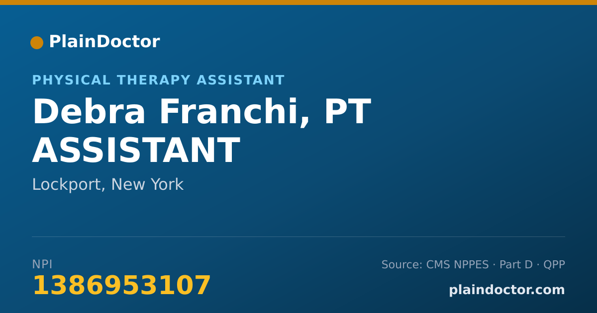 Shareable card for Debra Franchi, PT ASSISTANT - Physical Therapy Assistant, Lockport, NY