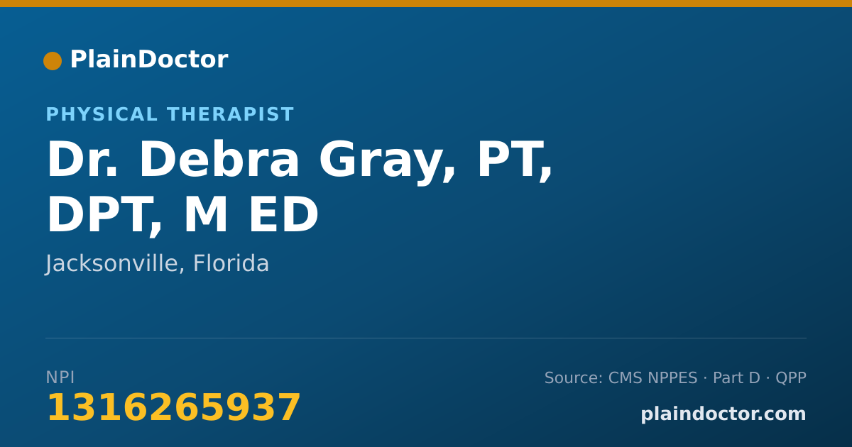 Shareable card for Debra Gray, PT, DPT, M ED - Physical Therapist, Jacksonville, FL