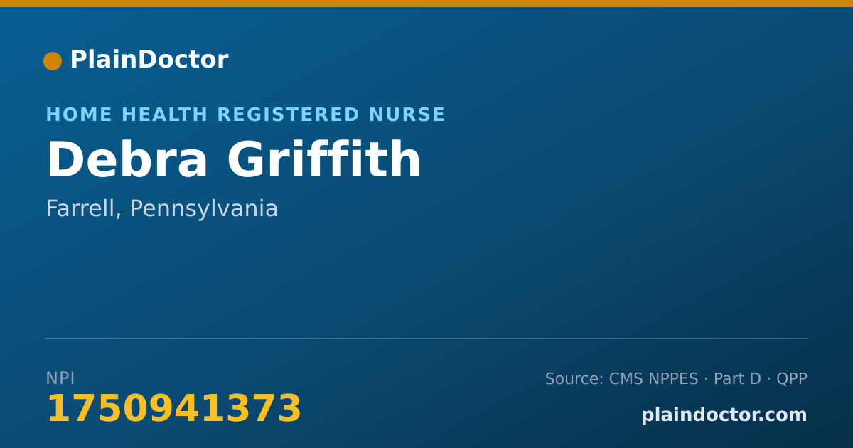Shareable card for Debra Griffith - Home Health Registered Nurse, Farrell, PA